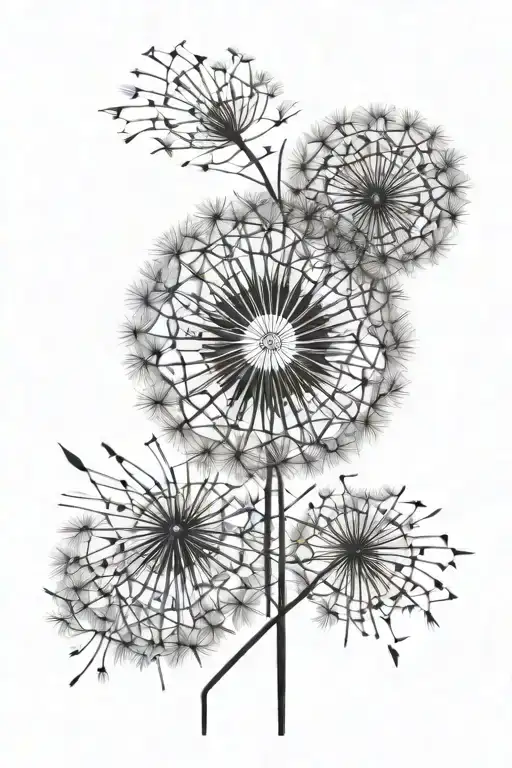 dandelion transforming tattoo design idea