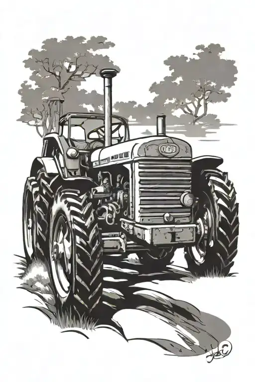 tractor plowing tattoo design idea