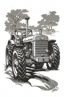 tractor plowing tattoo design idea