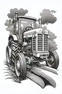 tractor plowing tattoo design idea