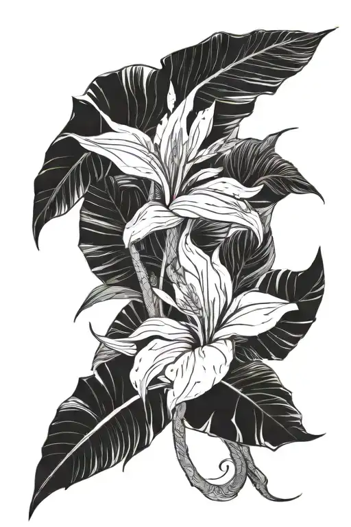 bird of paradise flower tattoo design idea