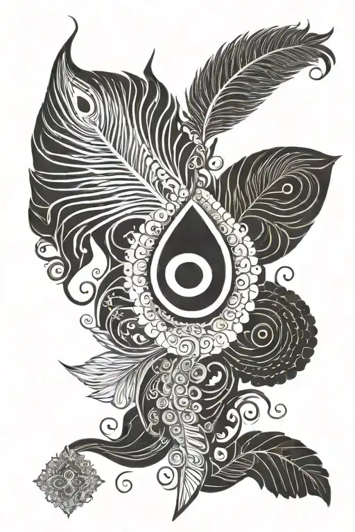 hanuman gada Krishna's peacock Feather tattoo design idea