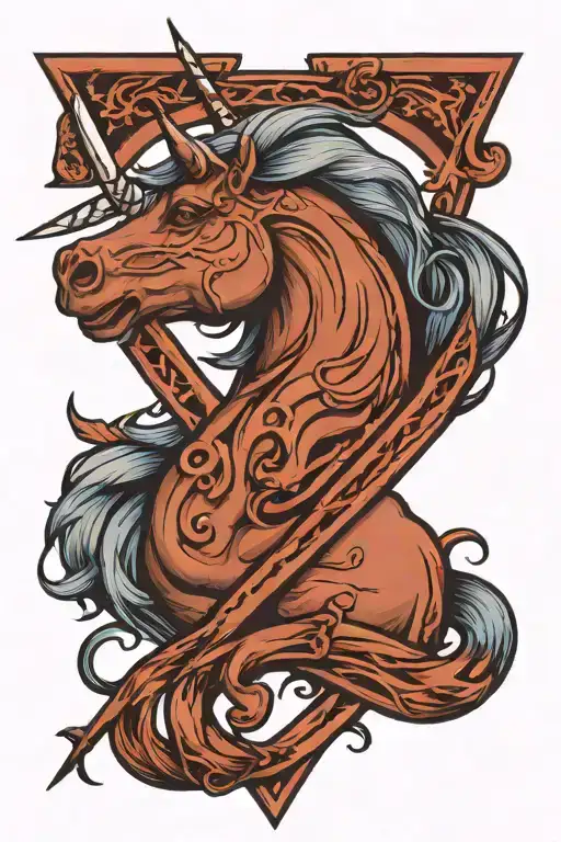 Saltire with Unicorn  tattoo design idea