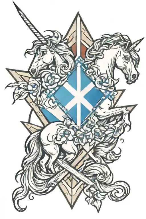 Saltire with Unicorn inspired tattoo design idea