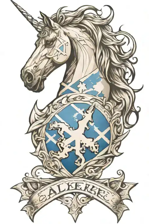 Saltire with Unicorn inspired tattoo design idea
