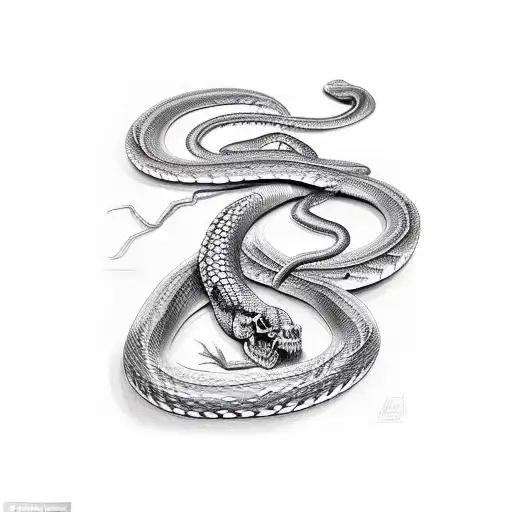 a snake skeleton intertwined with "the touch of Zeus" painting  tattoo design idea