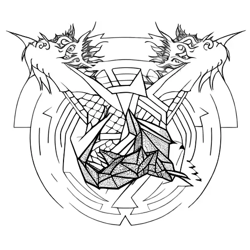 Geometric dragon tattoo design idea