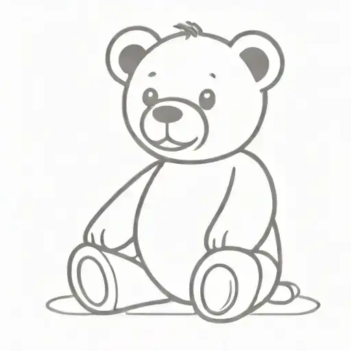 outlined of a teddy bear sitting tattoo design idea