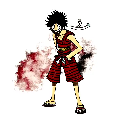 horror featuring Luffy from One Piece using anime style tattoo design idea
