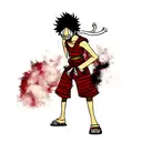 horror featuring Luffy from One Piece using anime style tattoo design idea