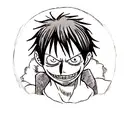 horror featuring Luffy from One Piece using anime style tattoo design idea