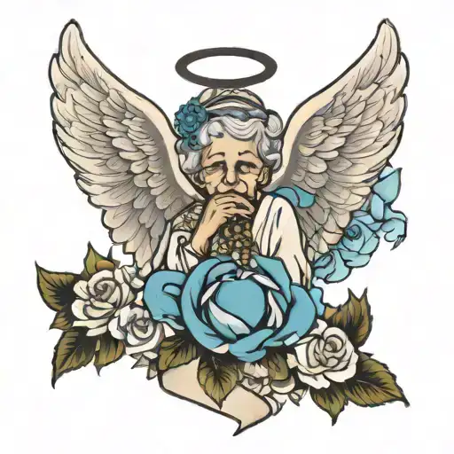 rip angel grandma tattoo design idea
