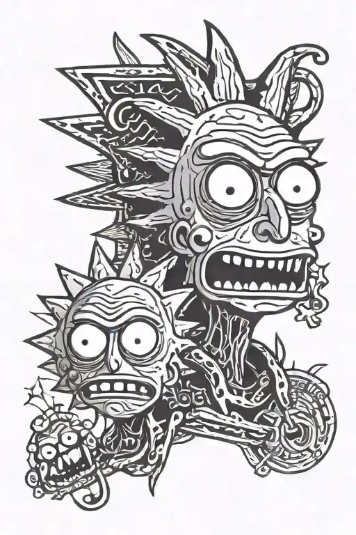 Rick e Morty + Simpson face tattoo design idea