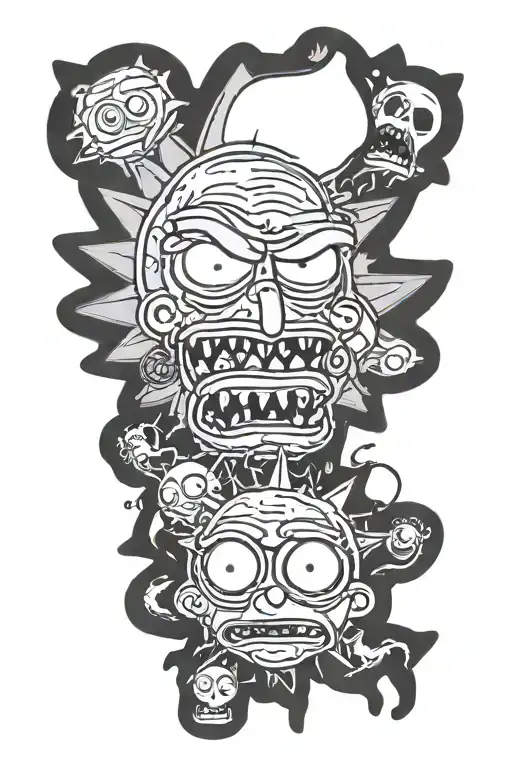 Rick e Morty + Simpson face tattoo design idea