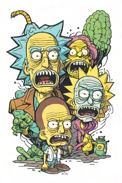 Rick e Morty + Simpson face tattoo design idea