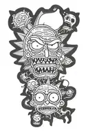 Rick e Morty + Simpson face tattoo design idea