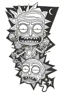 Rick e Morty + Simpson face tattoo design idea