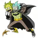 Rick e Morty + Simpsons dressed up as Batman tattoo design idea