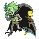 Rick e Morty + Simpsons dressed up as Batman tattoo design idea