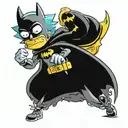 Rick e Morty + Simpsons dressed up as Batman tattoo design idea