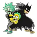 Rick e Morty + Simpsons dressed up as Batman tattoo design idea