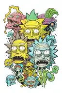 Rick e Morty + Simpson face tattoo design idea