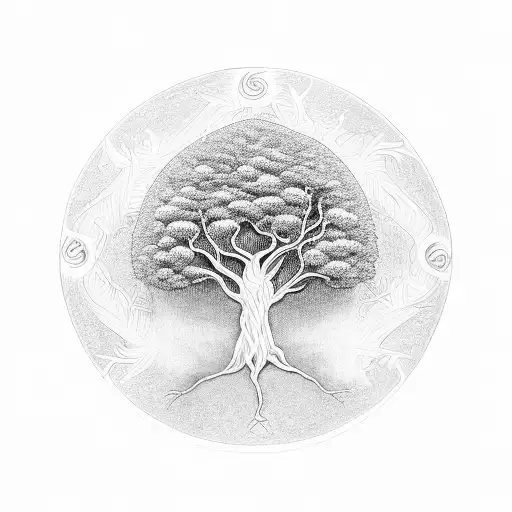 Black and Grey “Tree Of Life” Tattoo Idea - BlackInk AI