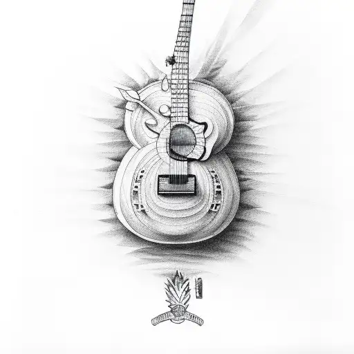 guitar in shape of pineapple  tattoo design idea