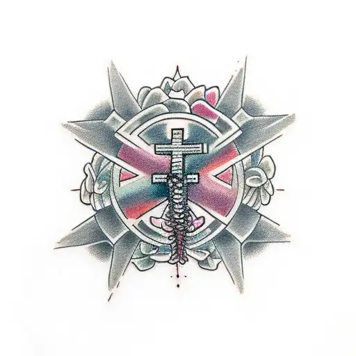 vertebrae cross tattoo design idea