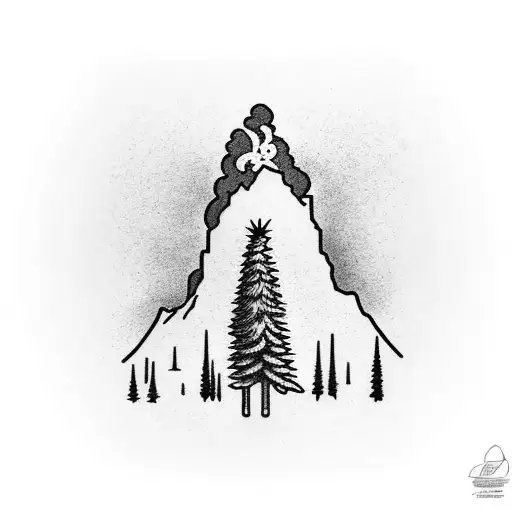 A black and grey tattoo of a soccer field on the client's forearm, with Tenerife's iconic volcano in the background tattoo design idea