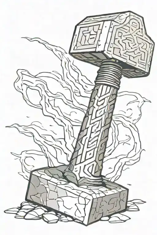 Mjolnir Thor's hammer tattoo design idea