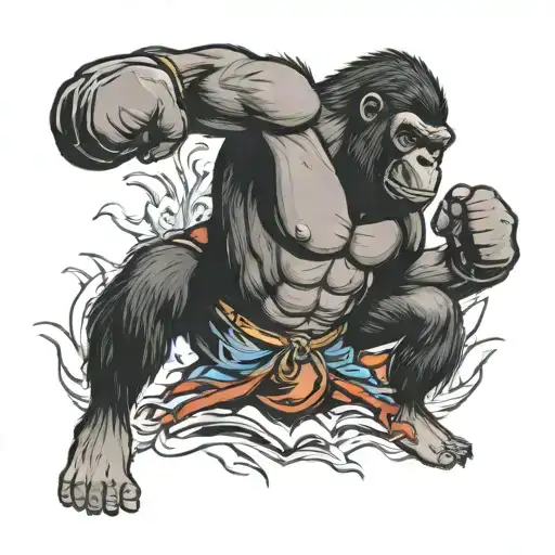 Boxing muscular gorilla tattoo design idea