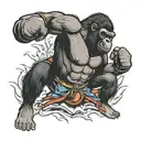 Boxing muscular gorilla tattoo design idea