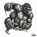 Boxing muscular gorilla tattoo design idea