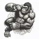 Boxing muscular gorilla tattoo design idea