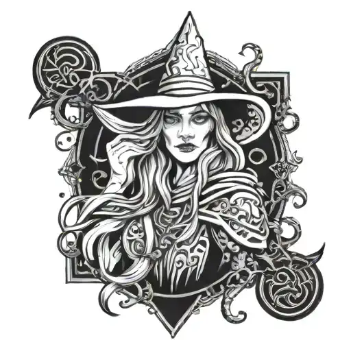 hot norse  witch tattoo design idea