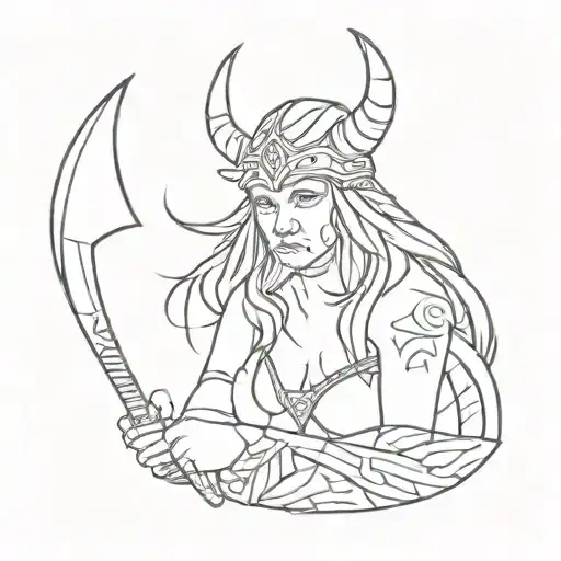 hot viking witch tattoo design idea