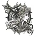 hot norse  witch tattoo design idea