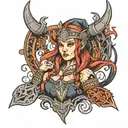 hot viking witch tattoo design idea