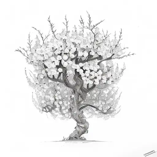 apple tree branch surrounded by flowers tattoo design idea