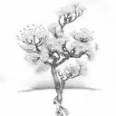 apple tree branch surrounded by flowers tattoo design idea