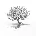 apple tree branch surrounded by flowers tattoo design idea