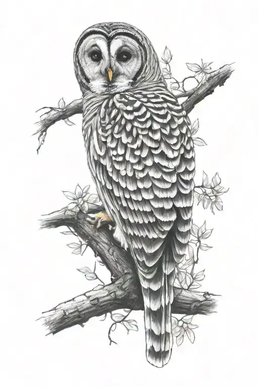 barred owl tattoo design idea