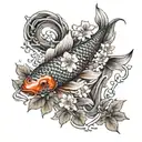 koi fish cherry blossom tree tattoo design idea