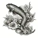 koi fish cherry blossom tree tattoo design idea