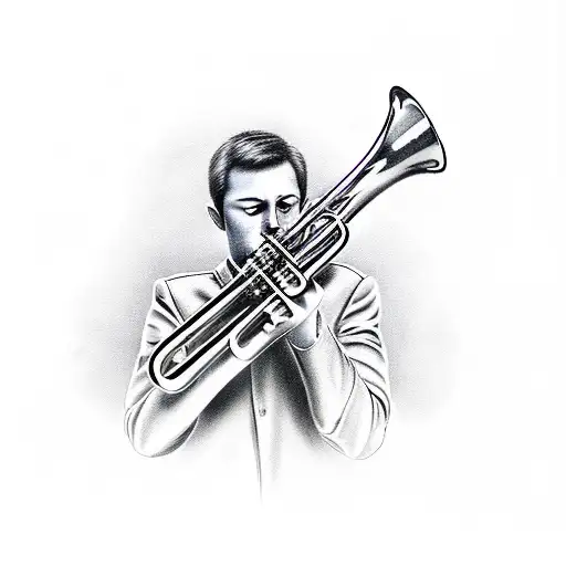miles Fabis playing trumpet tattoo design idea