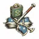 European union flag in his stomach open book sickle and hammer  tattoo design idea