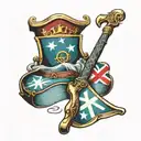 European union flag in his stomach open book sickle and hammer  tattoo design idea