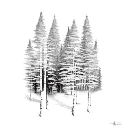 birch tree tattoo design idea