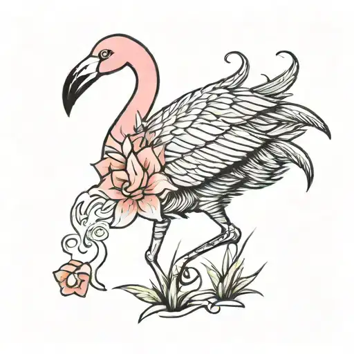 deer mountain ali flamingo tattoo design idea